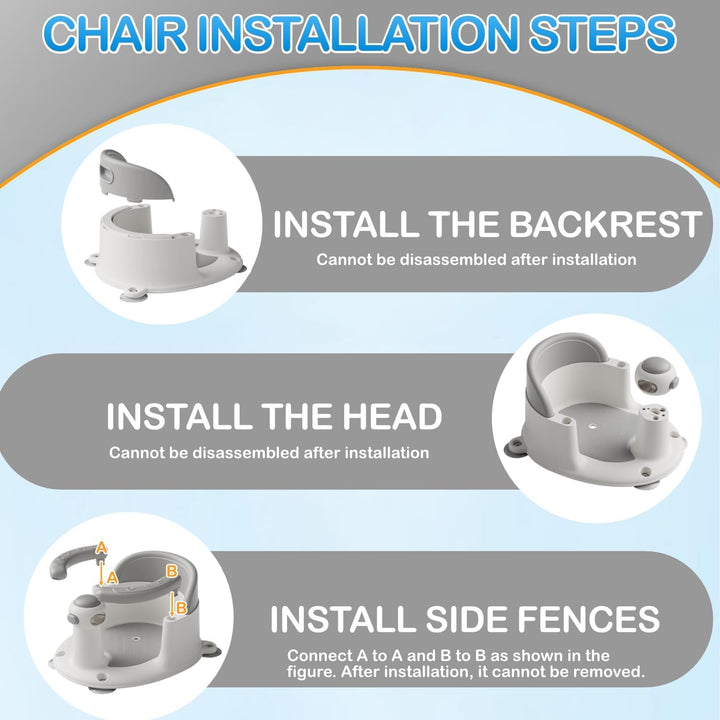 Baby Bath Seat for 6 Months & Up, Non-Slip Toddler & Newborn Sit up Bath Seat (Grey)