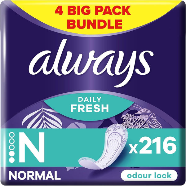 Daily Fresh Normal Panty Liners 54 Liners, Odour Lock, Feel Nothing but Fresh & Protected, Pack of 4