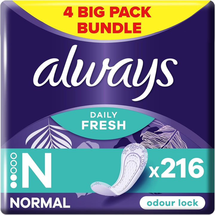 Daily Fresh Normal Panty Liners 54 Liners, Odour Lock, Feel Nothing but Fresh & Protected, Pack of 4