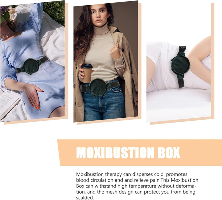 Moxibustion Box Set 2Pcs Velvet Smoke Filter Cover Copper Acupuncture Moxa Box for Full Body Use Traditional Chinese Therapy