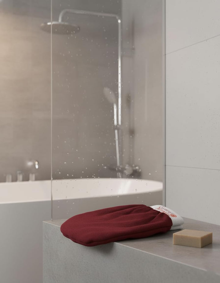 Moroccan Exfoliating Kessa Glove Hammam Scrub Mitt Made in Morocco Premium Quality Helps Cleanse Skin, Remove Fake Tan and Ingrown Hair (Pack of 1)