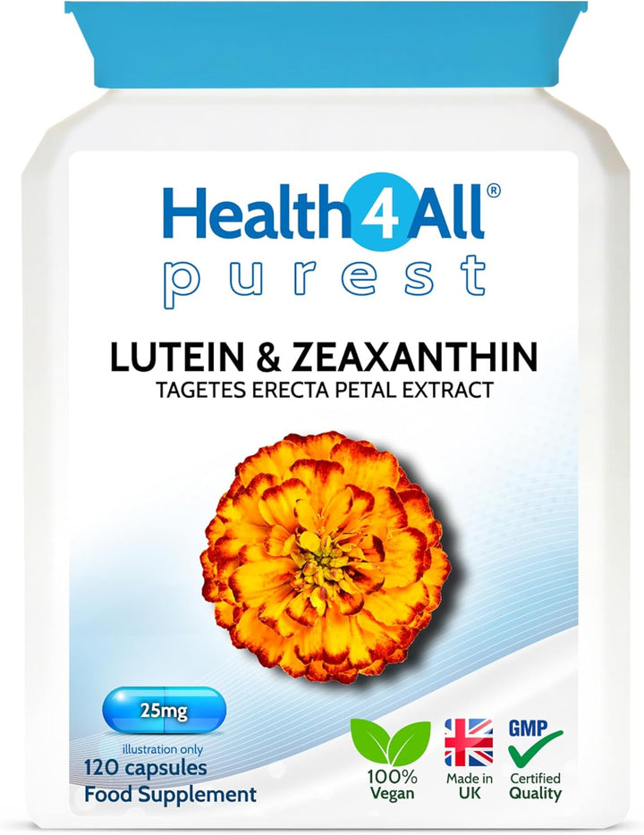 Lutein and Zeaxanthin Supplement 25Mg per Capsule, 60 Capsules 2 Months Supply, Purest Eye Health Marigold Extract Supplement, Natural Eye Vitamins for Vision Care & Floaters | Made in UK