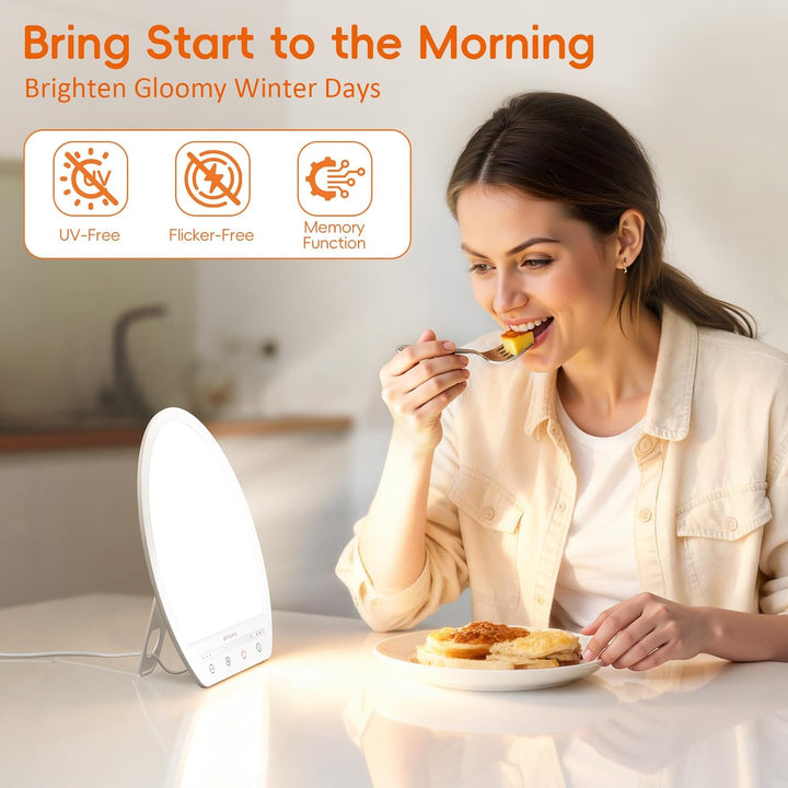 SAD Therapy Light - 10000 Lux Daylight with 3 Colors, 4 Brightness Levels, Timers for Seasonal Affective Disorder, Depression, Winter Home Office