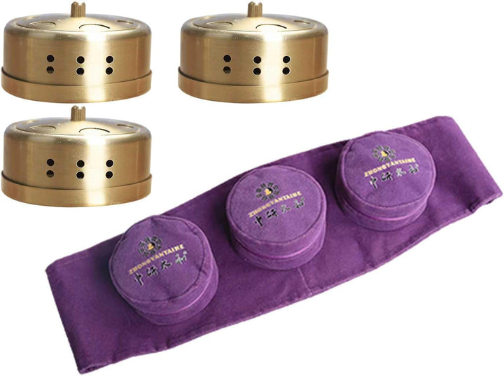 Smokeless Moxibustion Box Include 4 Boxes Portable Moxibustion Box Rotary Temperature Regulating Cover Smoke Proof and Scald Proof Where Is the Pain, Where Is the Moxibustion (3 Holes)