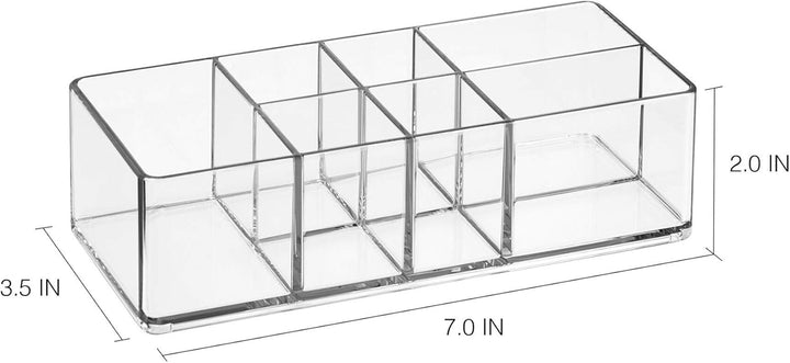 Idesign Medicine Storage Box for Bathroom and Medicine Cabinet, Small Plastic Bathroom Storage with 7 Compartments, Practical Make up Organiser for Bathroom Accessories, Clear