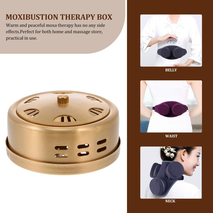 Copper Moxibustion Box 3 Pcs Portable Moxa Burner Case with 6-Hole Design for Home and Massage Therapy Thickened Texture Prevents Stick Dropping