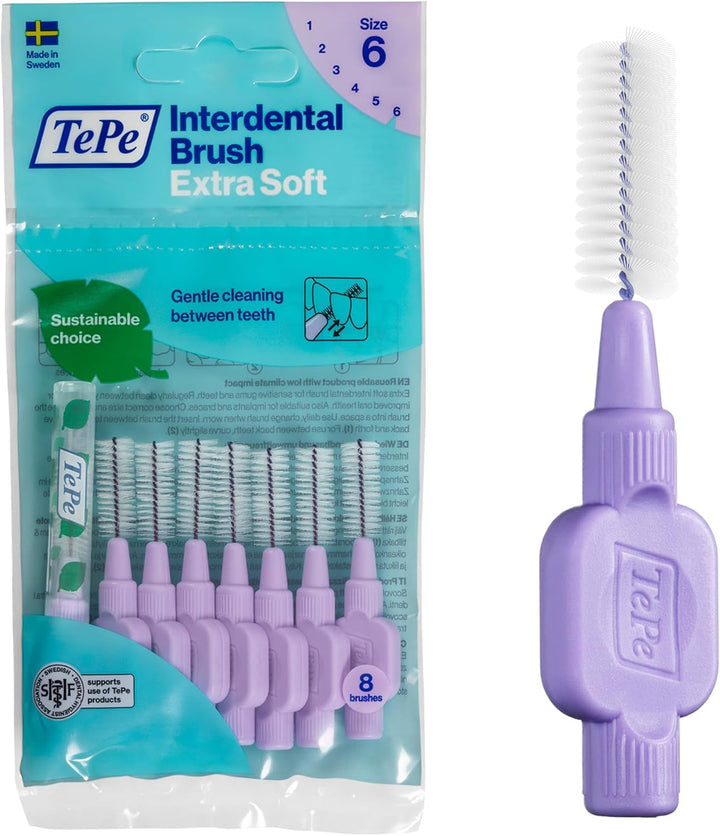 Interdental Brush, Extra Soft, Red, 0.5Mm/Iso 2, 8Pcs, Efficient Cleaning between Teeth, Plaque Remover and Dental Flosser for Narrow Gaps