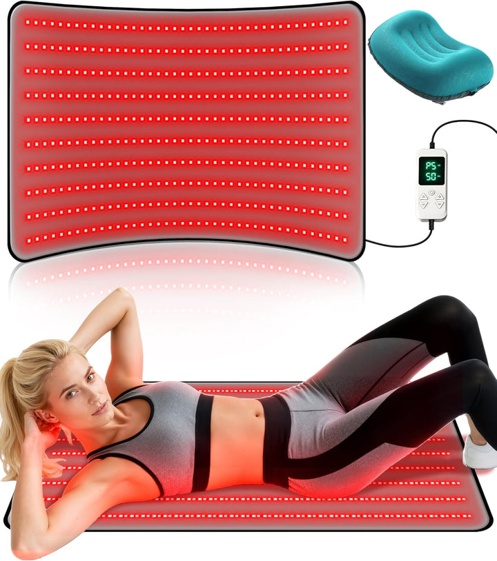 2025 New Portable Red Light Therapy Belt for Body Pain Relief, 24" X 12" Medical-Grade TPU, Dual Wavelength near Infrared Red Light Pad for Face and Body (Black)