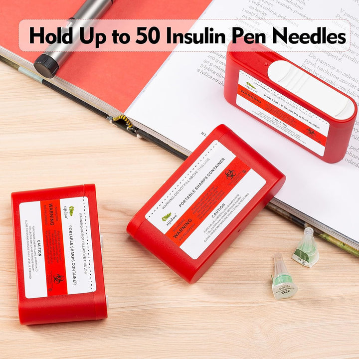 Small Portable Sharps Container for Insulin Needle Disposal | 3 Pack Travel-Friendly Sharps Box for Diabetics and Medical Sharps (3)