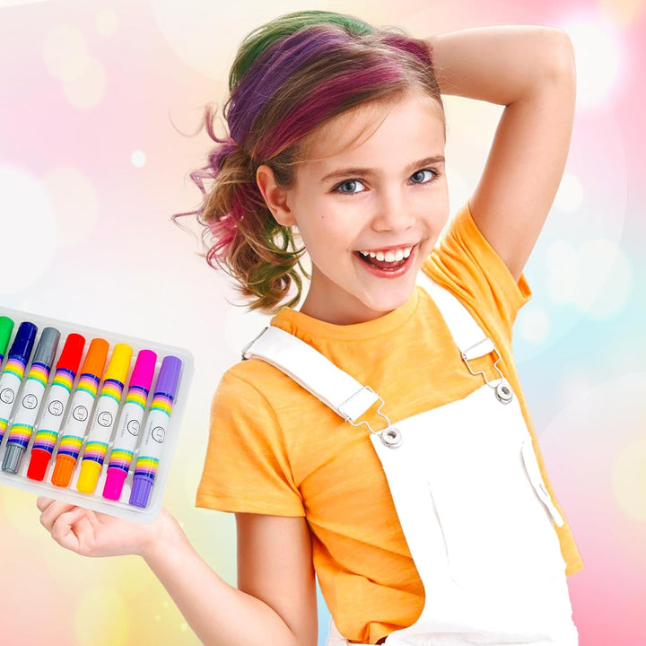 Hair Chalk Gift for Girls & Kids - 10 Pens Temporary Non-Toxic Easy Washable Hair Dye Colorful, Pens, Gift Birthday Party Girls