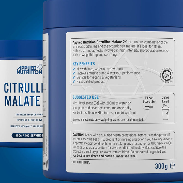 Citrulline Malate 2:1 | 3000Mg per Serving Nitric Oxide Booster Amino Acid Powder Supports Muscle Recovery Improves Performance Vegan Gluten Free (300G - 100 Servings) (Unflavoured)