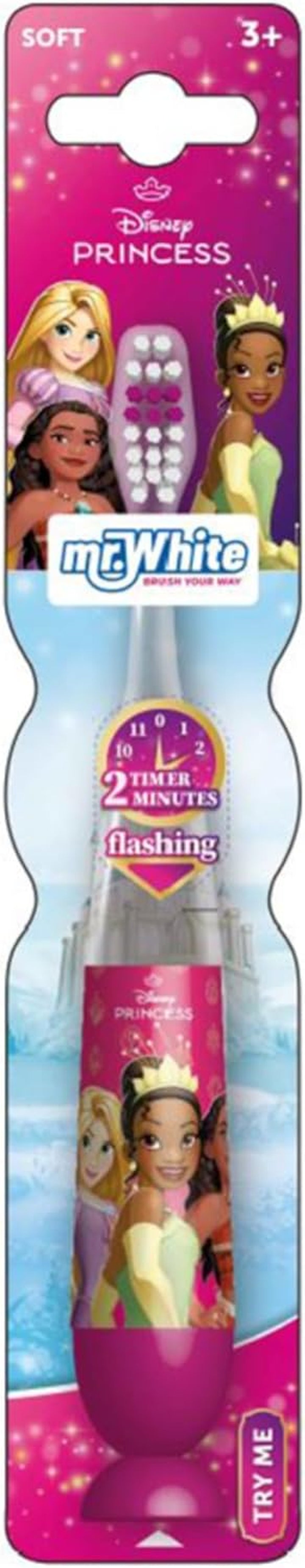 Disney Stitch Flashing Toothbrush for Kids with 2 Minute Flashing Light, Comfortable Handle Grip, Soft Rounded Bristles and Suction Cup for Upright Storage for Children Ages 3+