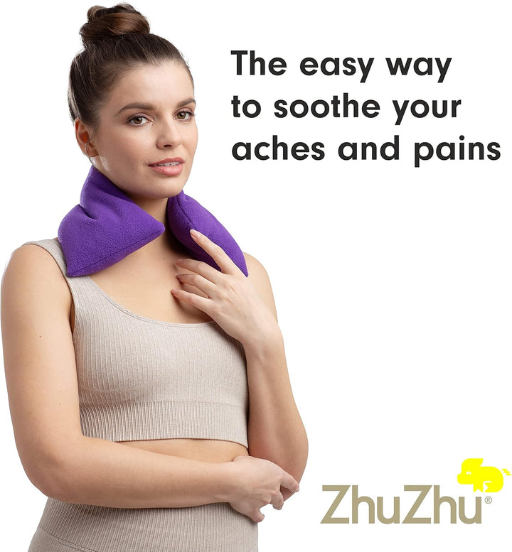 Lavender Body Wrap Wheat Bags Microwavable - Microwave Heat Pad for Joint & Muscle Pain Relief, Neck and Shoulder Pain, Menstrual Pain, Stress - Reusable Hot & Cold Heat Pack - Purple Fleece