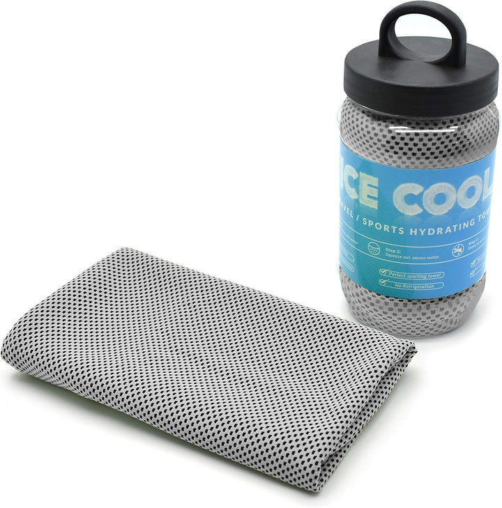 All in One Ice Cool Smart Towel Instant Cooling Technology Suitable for Sensitive Skin 100Cms X 30Cms (Black)