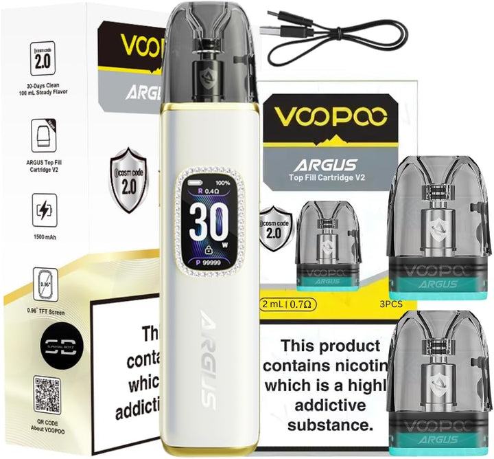 Voopoo Argus G3 Vape Kit (Diamond Pink) - 9 Colours to Choose from - 45 Min Fast Charge 30W /1500Mah, Compatible Will All Argus Pods - No Nicotine (Diamond Pink)
