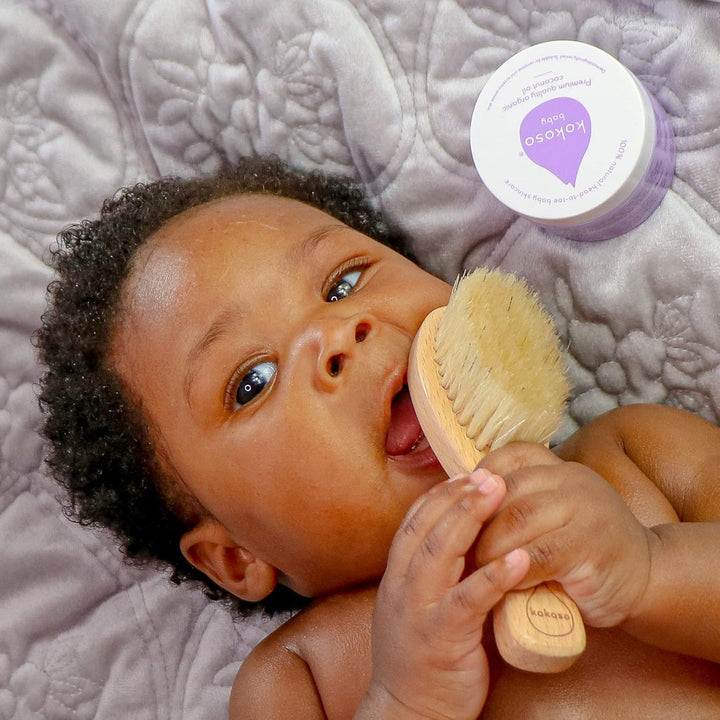 Baby - Wooden Brush, Natural Baby Hair Brush - Made with 100% Natural Boar Bristle, for Babies & Toddlers - Gentle on Delicate Hair - Comes with a Jute Bag, Plastic Free