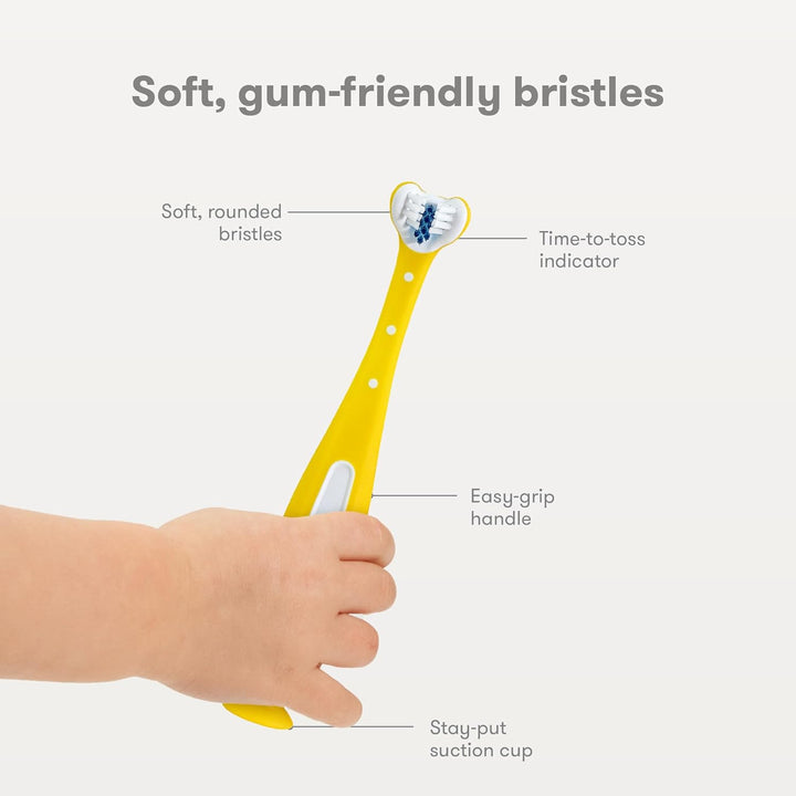 Triple-Angle U-Shaped Toothbrush for Toddlers, Yellow