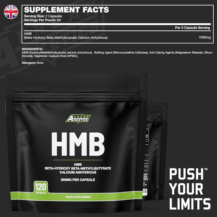 HMB Supplement - 1000Mg Serving HMB 500Mg Capsules, Metabolite of Leucine for Muscle Growth & Repair - 120 Capsules 60 Servings