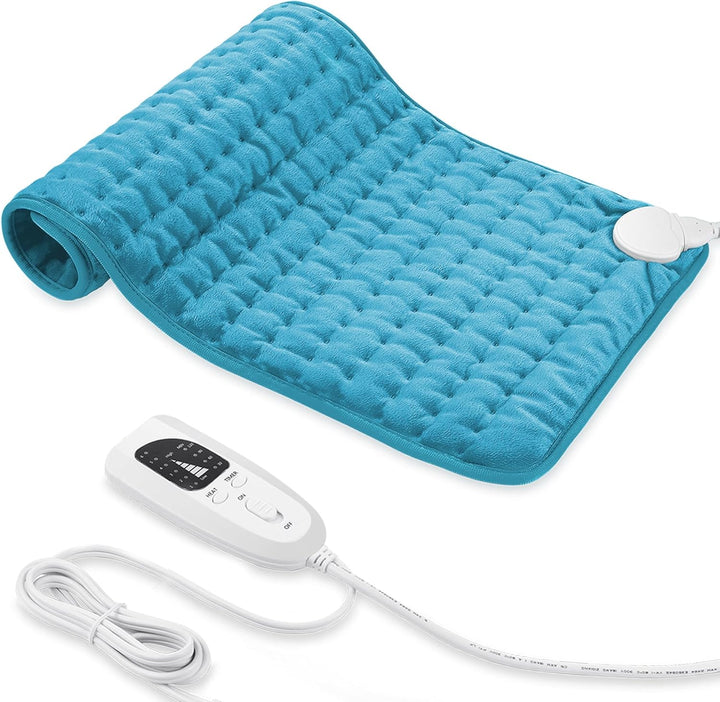 Heating Pad, Electric Heat Pad with Automatic Switch-Off and 6 Temperature Levels Heating Pad for Back Neck Shoulder Belly Heating Technology - Machine Washable. (12" X 24", Silver Gray)