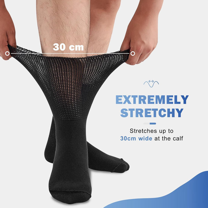 Diabetic Grip Socks for Men Women, Extra Wide Soft Top for Swollen Feet Ankles, Non-Slip Breathable Hospital Slipper Sock