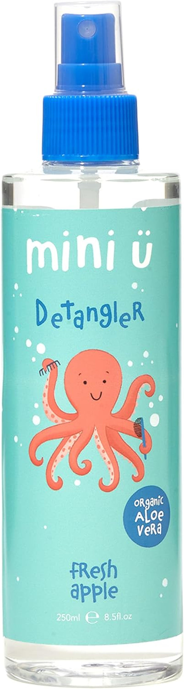 Mini U Kids Detangler Spray with Aloe Vera Juice - Fresh Apple Scented Hair Detangling Spray for Knots & Tangles - Vegan Hair Products for Children - 250 Ml