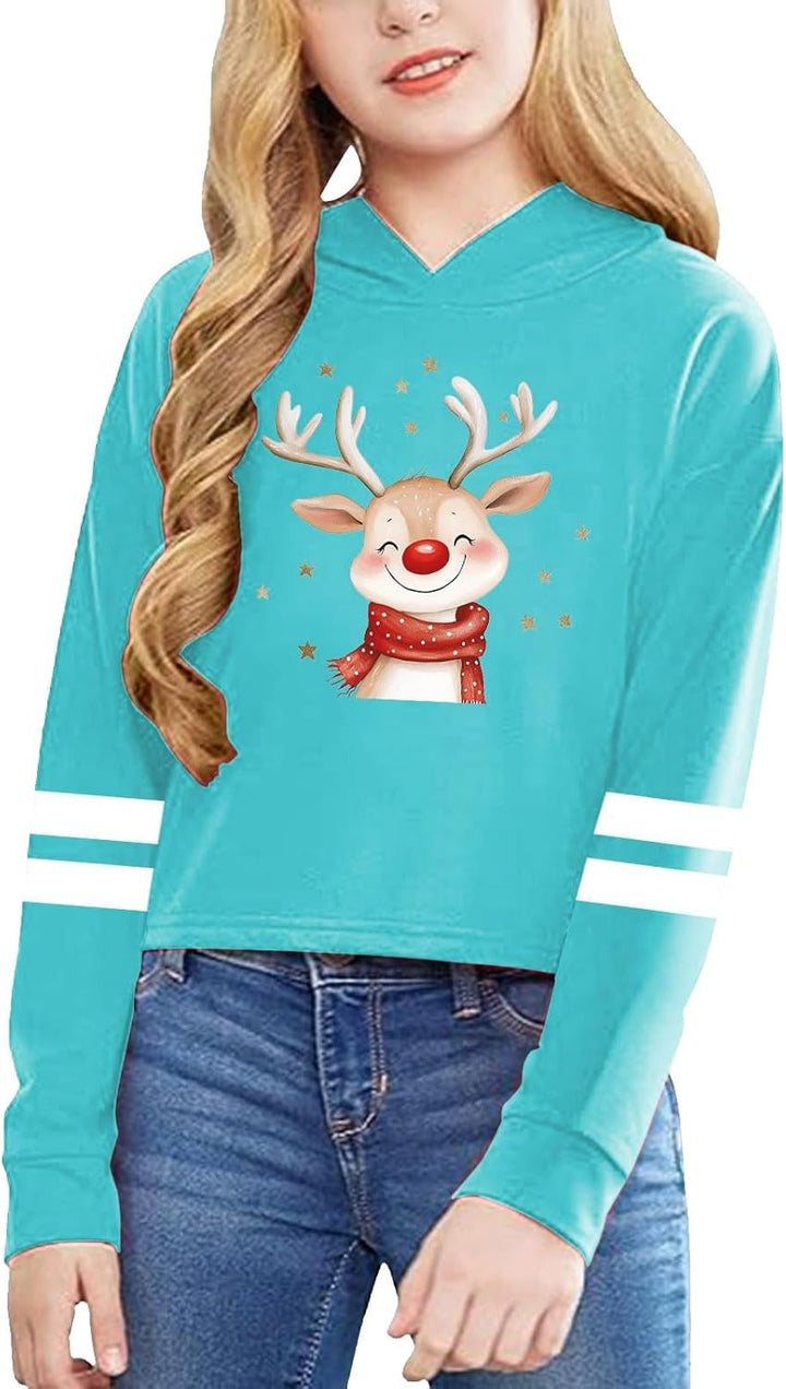 Hoodies for Girls Graphic Letter Print Pullovers Tops Long Sleeve Casual Soft Pullover Christmas Bags