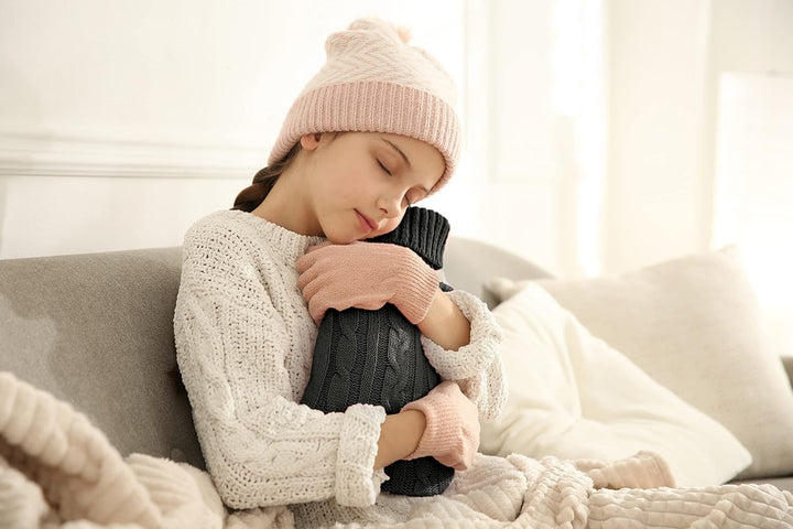 Hot Water Bottle Cover Only, Knitted Cover (Cover Only), Grey