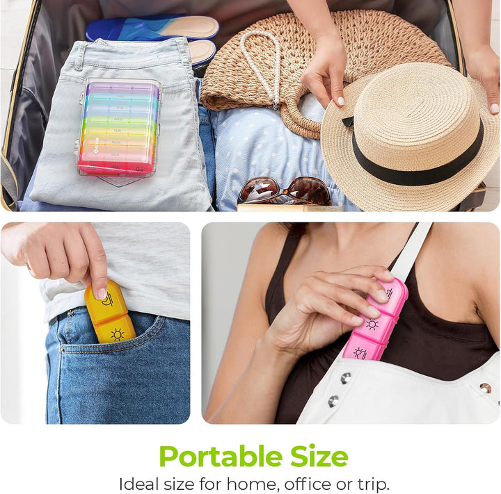 Weekly Pill Box Organiser, Portable Pill Boxes 7 Day 3 Times a Day, 7 Day Tablet Organiser with Large Separate Compartments to Hold Medication, Vitamins, Fish Oil and Supplement