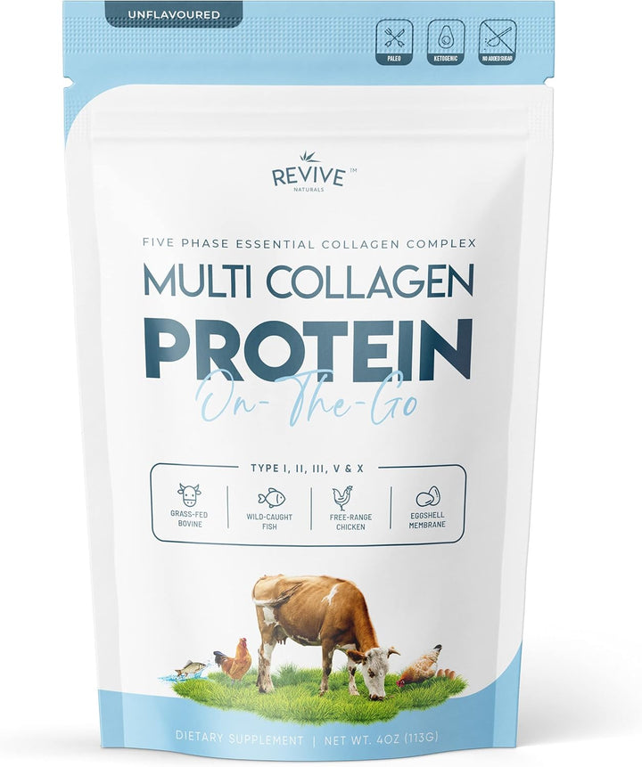 Multi Collagen Protein Powder 400G - Types I, II, III, V & X - Hydrolyzed Grass Fed Bovine, Wild Caught Fish, & Free-Range Chicken & Eggshell Collagen (1 Month Supply) by