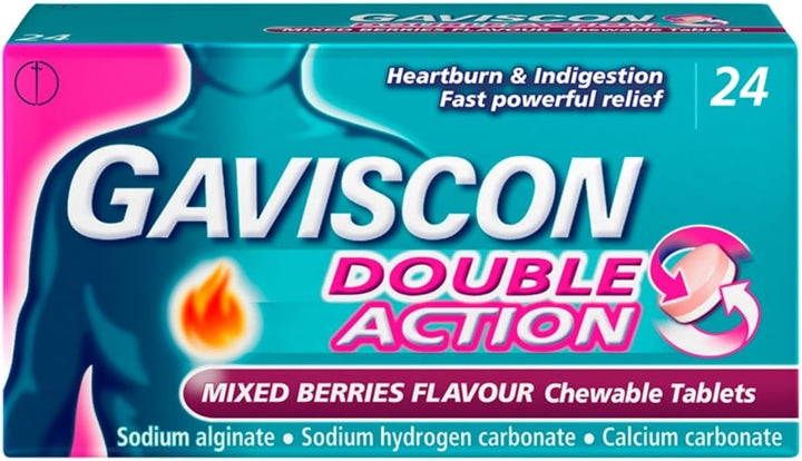 Double Action Heartburn Relief, Mixed Berries, 4-Pack (96 Total) - Fast Soothing for Acid Reflux and Digestive Comfort
