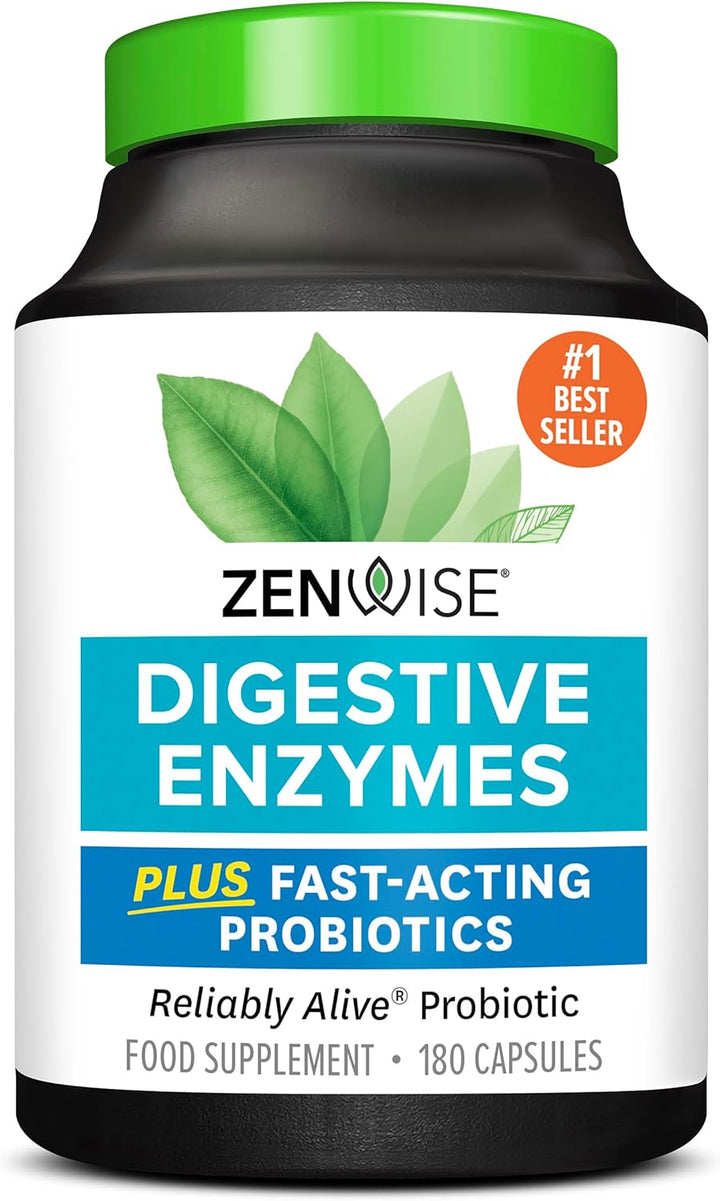 Digestive Enzymes + Probiotics for Gut Health and Prebiotics Fibre Supplements for Digestion - 100 Count