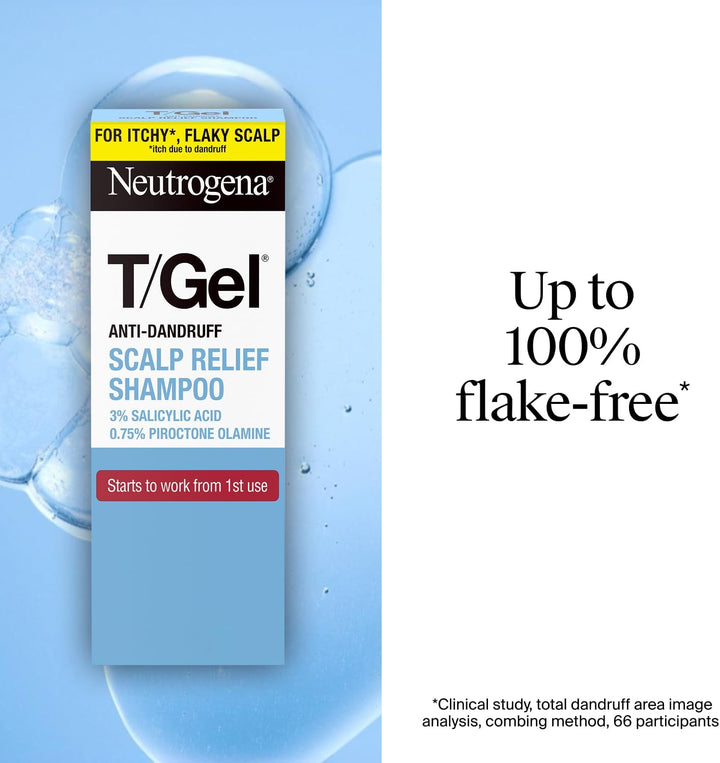 T/Gel Scalp Relief Anti-Dandruff Shampoo (150Ml) with 3% Salicylic Acid, Suitable for Those Prone to Scalp Psoriasis and Seborrhoeic Dermatitis