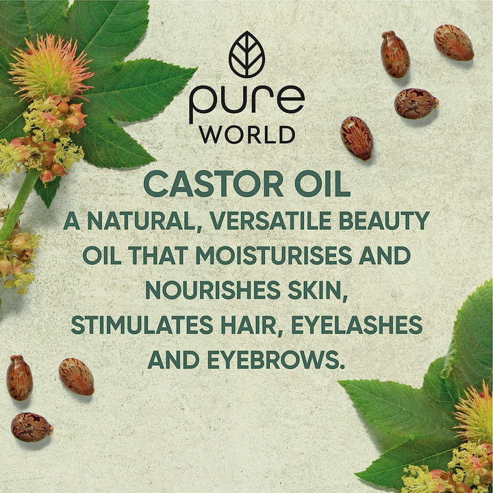 Natural Castor Oil 100Ml. Cold & Freshly Pressed 100% Pure and Undiluted Hexane Free for Eyebrows, Nails, Beard, Hair, Eyelash Growth Cruelty Free Food Grade
