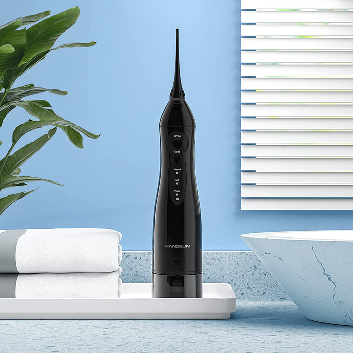 Water Flosser for Teeth Cordless Oral Irrigator Dental Water Jet Electric Tooth Flosser with 8 Jet Tips 300ML Water Tank USB Rechargeable for Tavel and Home Use (Black)
