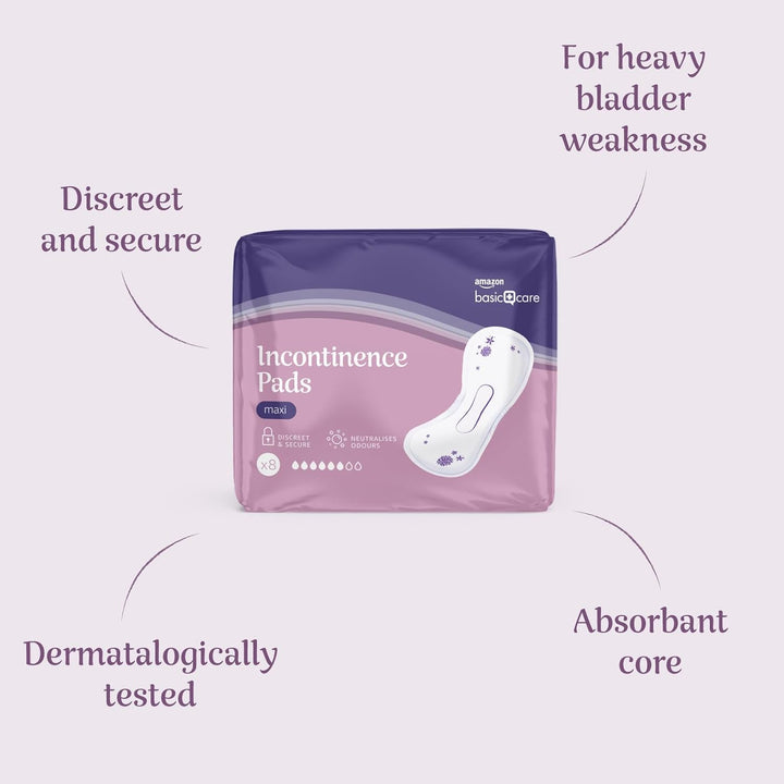 Incontinence Pads Maxi, Unscented, 48 Count (6 Packs of 8)