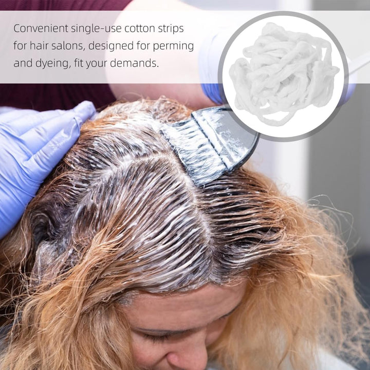 Hairdressing Tools Cotton Wool Coils for Hair Perm, Hairdressing Cotton Wool Roll for Salon Use Strong Absorbency Disposable Cold Perm Wrap with Tie 7Ft Length 175-180G