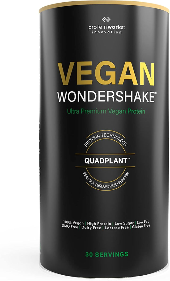 Protein Works - Vegan Wondershake, Multi-Award-Winning Vegan Protein Shake, Quadplant Protein Blend, Ultra Smooth & Creamy, Low Calorie, under 1G Fat & Sugar, 30 Servings, Vanilla Crème, 750G
