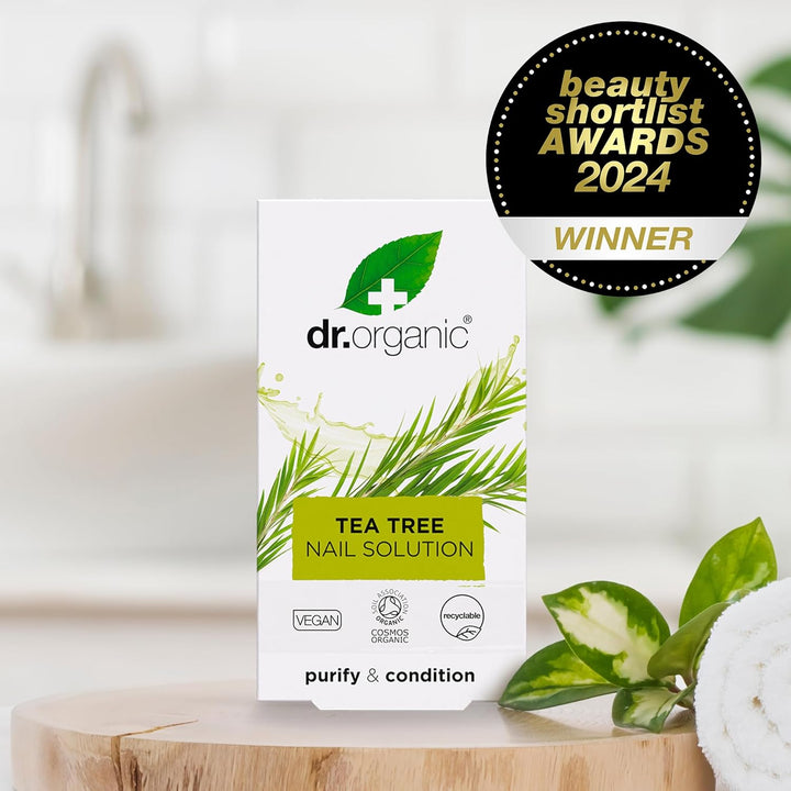 Tea Tree Nail Solution, Purifying, Conditioning , Mens, Womens, Natural, Vegan, Cruelty-Free, Paraben & Sls-Free, Recyclable & Recycled Ocean Bound Plastic, Certified Organic, 10Ml