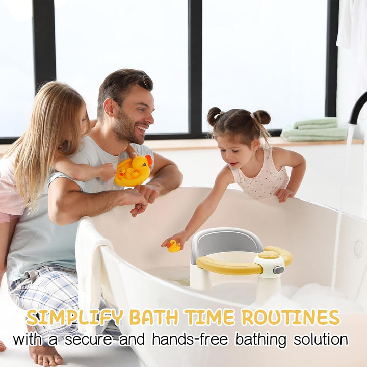 Baby Bath Seat for Babies 6 Months & Up, Non-Slip Toddler Sitting up Bathtub Seats, Open Design Infant Bath Tub Chair with 4 Suction Cups for Shower (Yellow)