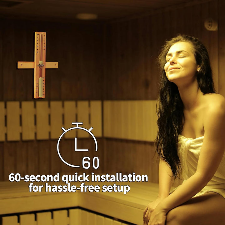 Sauna Timer, 360-Degree Rotating 15 Minute Sand Timer with White Grit Heat Resistant Wall Mounted Sauna Clock Accessories for Spa Classroom Gym Yoga Studio