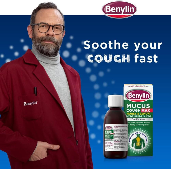 Mucus Cough Max - Honey and Lemon Flavour, Helps Reduce Cough Intensity from Day 1 - Cough Medicine for Adults - 100 Mg/5 Ml Syrup, 300 Ml (Pack of 1)