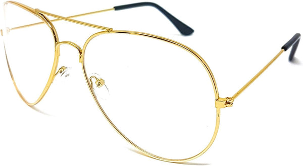 Clear Lens Pilot Style Glasses with UV400 Protection - Unisex