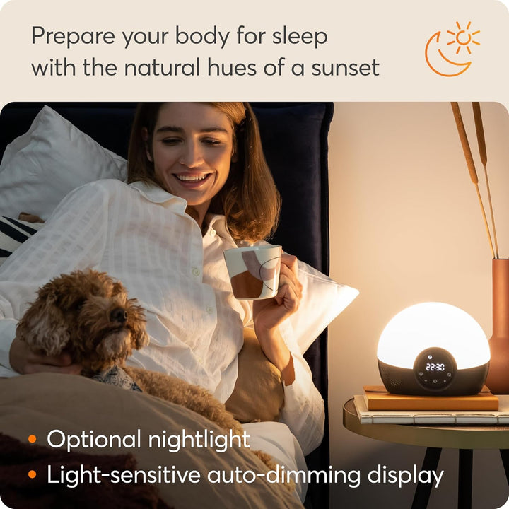 Bodyclock Glow 150 - Wake-Up Light Alarm Clock with 10 Sounds and Sleep Sunset, White