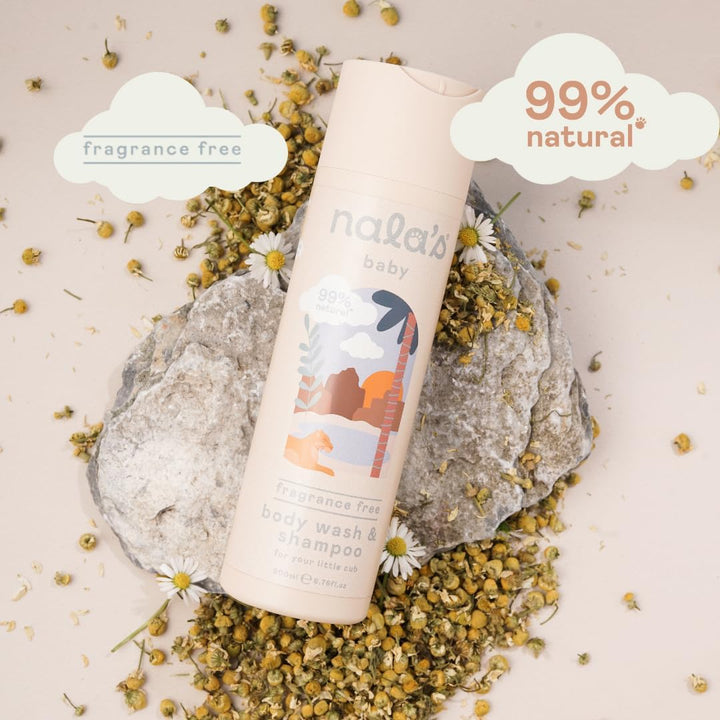 Body Wash & Shampoo | Award-Winning | 99% Natural | Dermatologically-Tested and Paediatrician-Approved | Tear-Free | Nourishing Oat and Shea Butter | Vegan | 200Ml | Nalas Baby