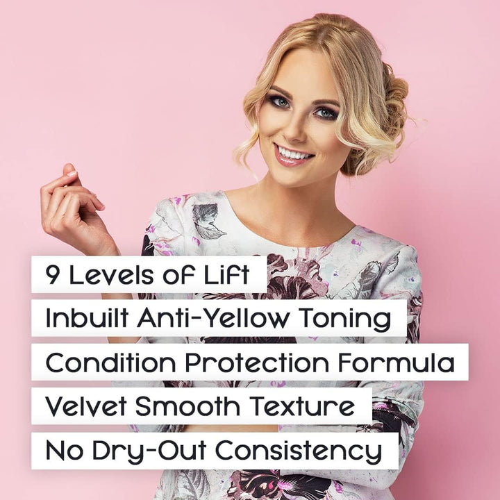 Professional Hair Bleach,  Blue Velvet, Premium Hair Lightener, 9 Levels of Lift, Inbuilt Blonde Toner, Perfect Bleach Hair Dye for Root Touch Up, Highlights, Balayage, Ombre (500G)