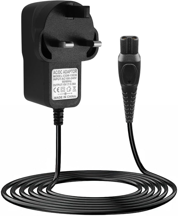 15V for Philips Shaver Charger HQ8505 Cable, UK for Series 3000, 5000, 7000, 9000 Beard Trimmer BT5502, BT9810, S5465, S3233, S3333, S1332, MG7790, MG7750 Electric Razor Aquatouch Power Lead