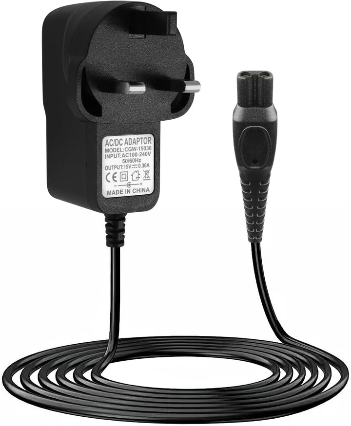 15V for Philips Shaver Charger HQ8505 Cable, UK for Series 3000, 5000, 7000, 9000 Beard Trimmer BT5502, BT9810, S5465, S3233, S3333, S1332, MG7790, MG7750 Electric Razor Aquatouch Power Lead