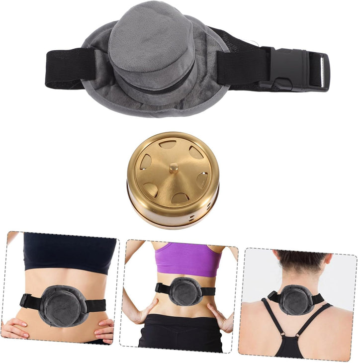 Smokeless Copper Moxa Box Cloth Cover, Portable Home Moxibustion Box for Whole Body Acupuncture Therapy, Environmental Warm Moxibustion Tool Single-Chamber Design Random Color