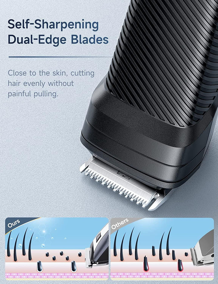 Beard Trimmer Hair Clippers Men, Nose & Ear Trimmer, 9-In-1 Body Groomer Men Kit, Cordless Rechargeable Hair Clippers with 7 Limit Combs, Stainless Steel Blades, 100% Waterproof Extra Long Life