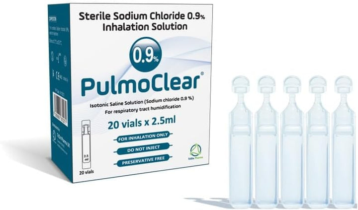 Sterile Isotonic 0.9% Sodium Chloride - Nacl Inhalation Sterile Saline Solution for Airway Humification – 20 X 2.5 Ml Unit Dose Vial, Pharmaceutical Grade